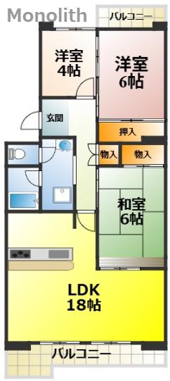 泉北城山台2丁27号棟(3LDK/3階)の間取り写真