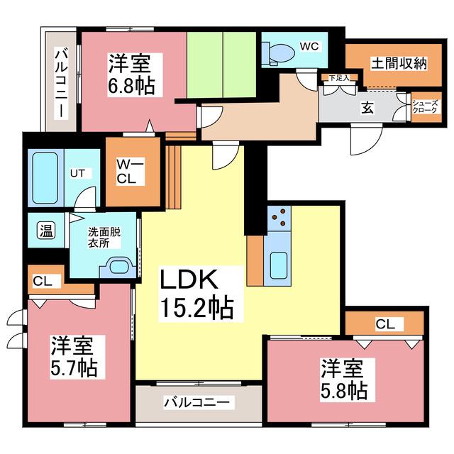 ソリューションズ テン(3LDK/2階)の間取り写真
