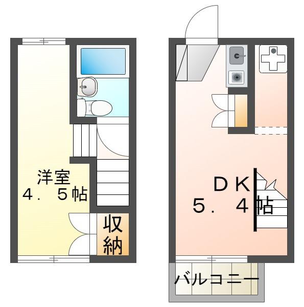 芦花フローラル(1DK/2階)の間取り写真