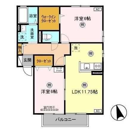 プリムローズB201(2LDK/2階)の間取り写真