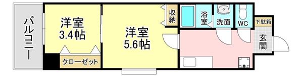 デザイナープリンセス77(2K/4階)の間取り写真