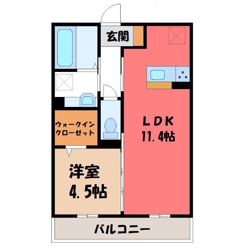 ル リッシュC(1LDK/3階)の間取り写真