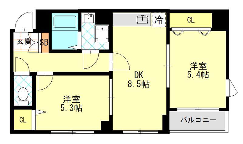 プレジール(2DK/5階)の間取り写真