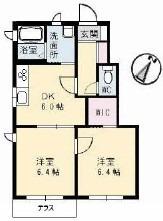 イデアルメゾンB棟(2DK/1階)の間取り写真