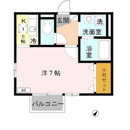 ビアハウスII(1K/2階)の間取り写真