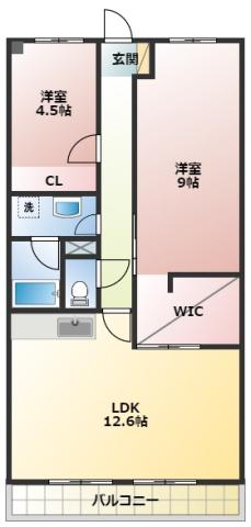 クラウンハイツ(2LDK/2階)の間取り写真
