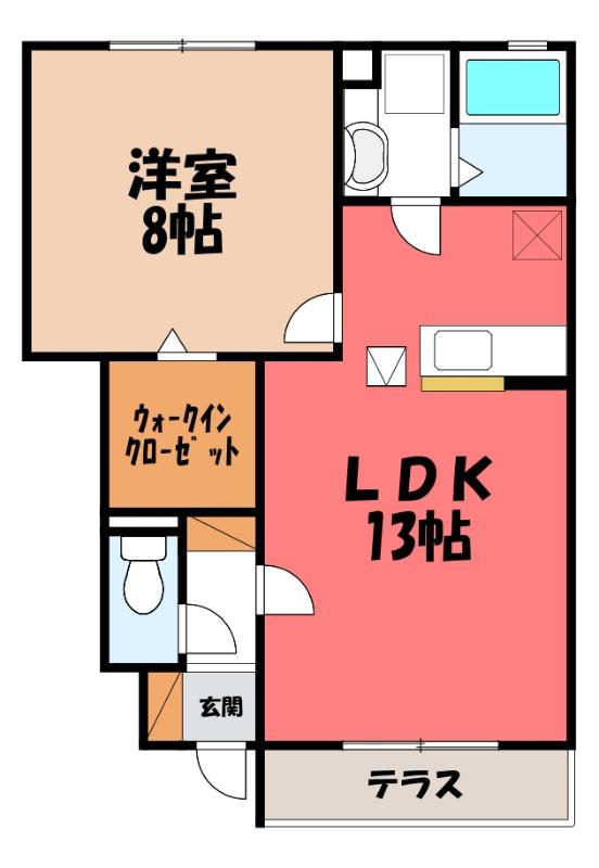 ナディアA(1LDK/1階)の間取り写真