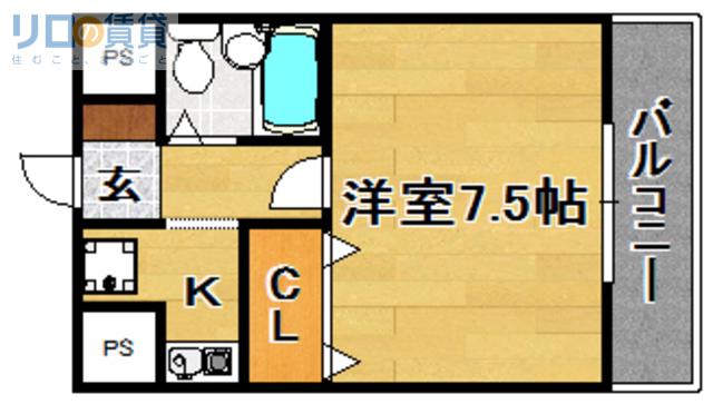 シャトレ下新庄(1K/3階)の間取り写真