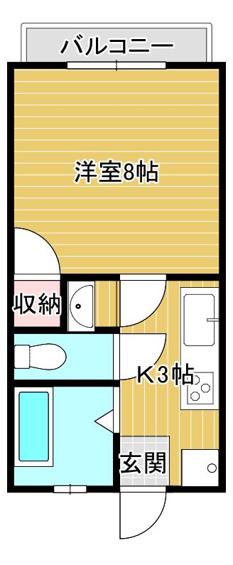 グリーンコーポ坪井(1K/1階)の間取り写真