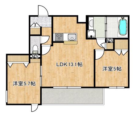 マグノリア(2LDK/2階)の間取り写真