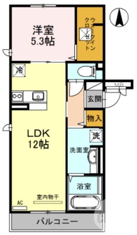 フェルメ天美(1LDK/1階)の間取り写真