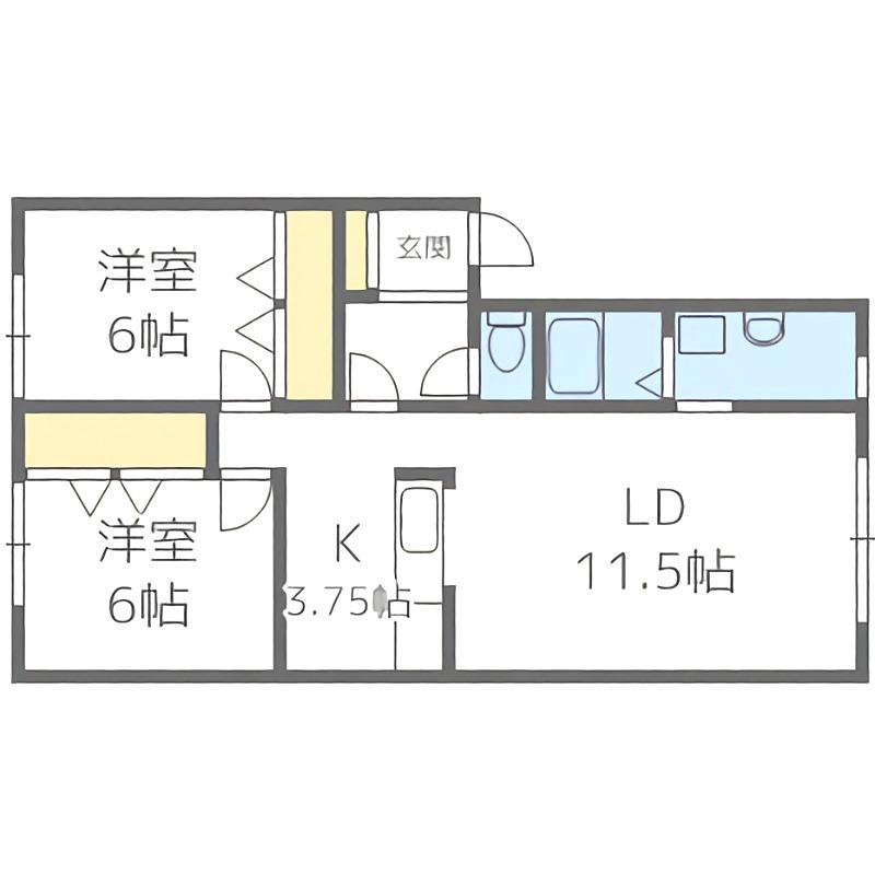 岩泉ハウスB(2LDK/1階)の間取り写真
