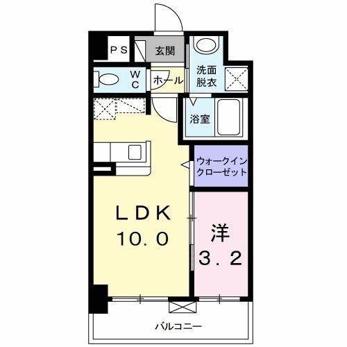 エンラージ・タワー(1LDK/2階)の間取り写真