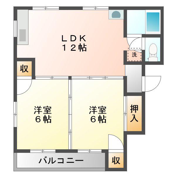 SUPREMEマンション(2LDK/3階)の間取り写真