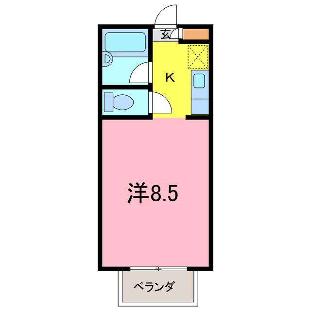 サンレスト湯山B棟(1K/1階)の間取り写真