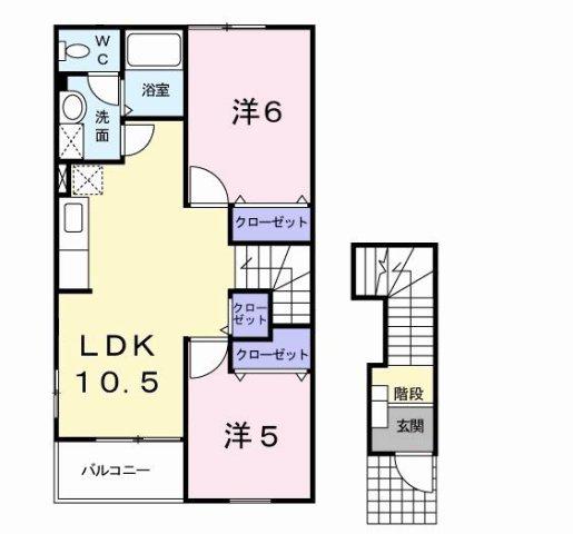 JR赤穂線 長船駅 徒歩10分 2階建 築23年(2LDK/2階)の間取り写真