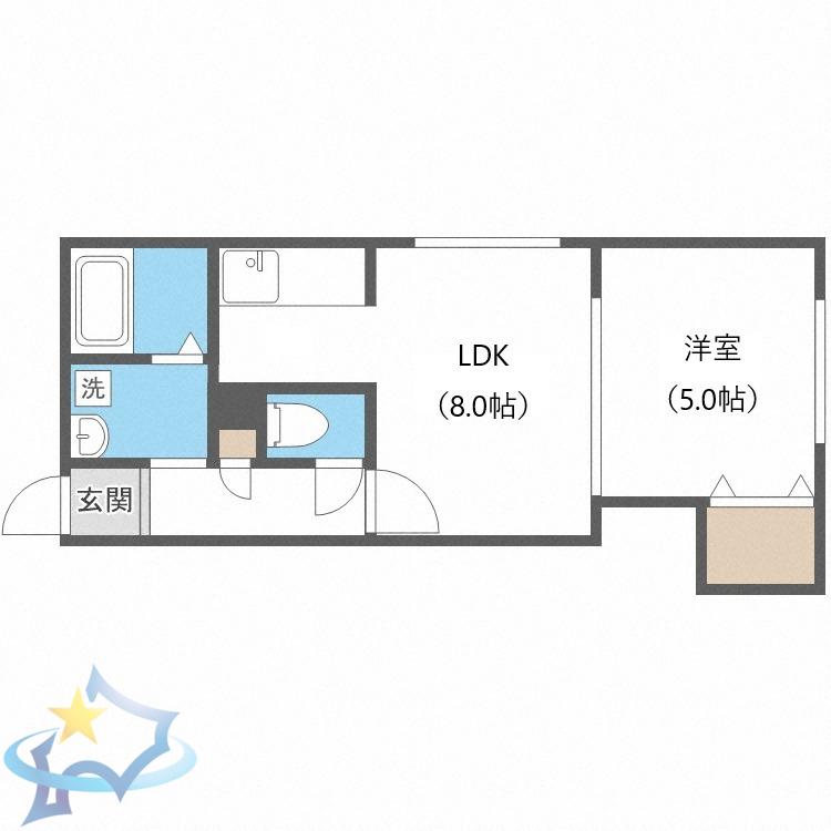 LEESPACE北円山(1LDK/3階)の間取り写真