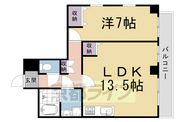 シャンパーニュ四条(2LDK/3階)の間取り写真