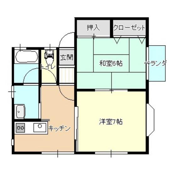 ハイツラベンダー A棟(2DK/1階)の間取り写真