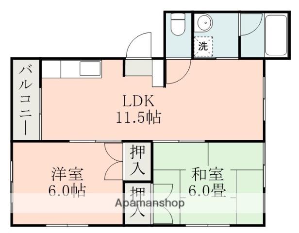山口ハイツB棟(2LDK/2階)の間取り写真