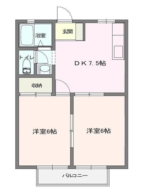 サンハイツC(2DK/2階)の間取り写真