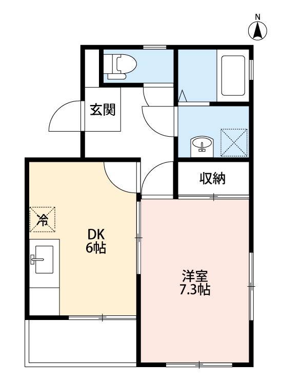 マンションアサイ(1DK/1階)の間取り写真