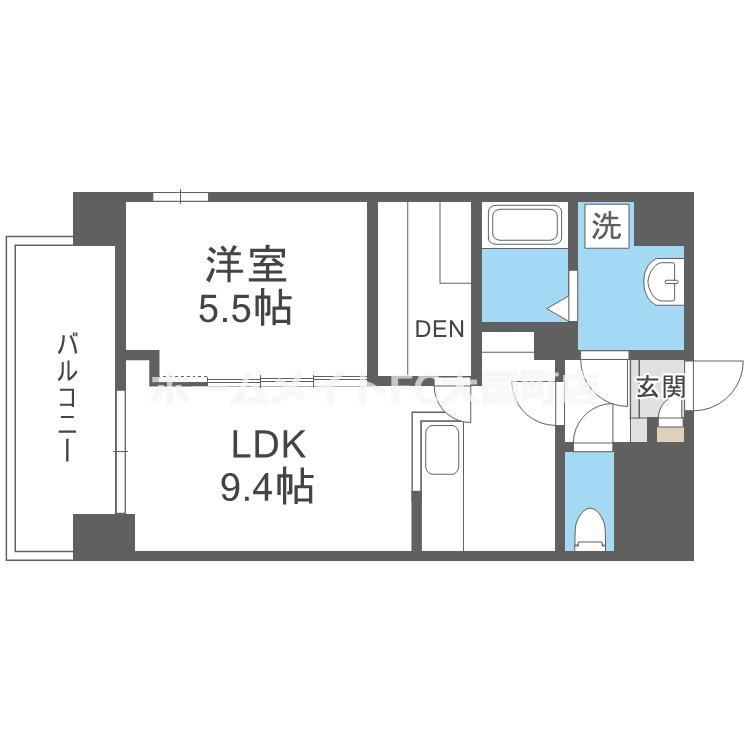 パークス堺筋本町(1LDK/9階)の間取り写真