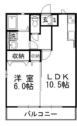 オランジュD(1LDK/2階)の間取り写真