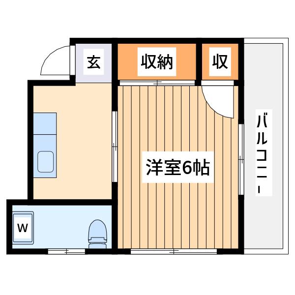 栗原ビル(1K/2階)の間取り写真