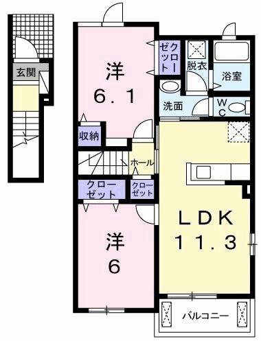 リヴェールコートIII(1LDK/2階)の間取り写真