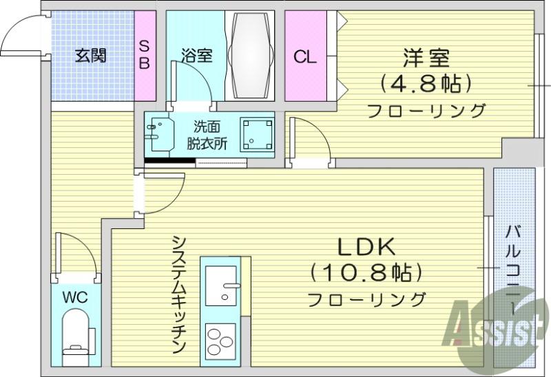 ARISTIO(1LDK/2階)の間取り写真