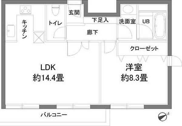カスタリア西麻布霞町(1LDK/1階)の間取り写真