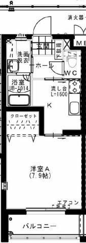 サテリット・K(1K/1階)の間取り写真