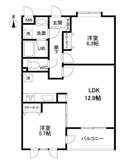 ラヴェーヌ(2LDK/4階)の間取り写真
