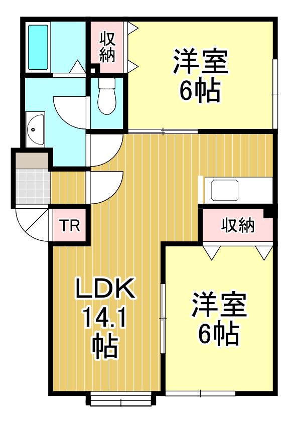 AS4117(2LDK/2階)の間取り写真