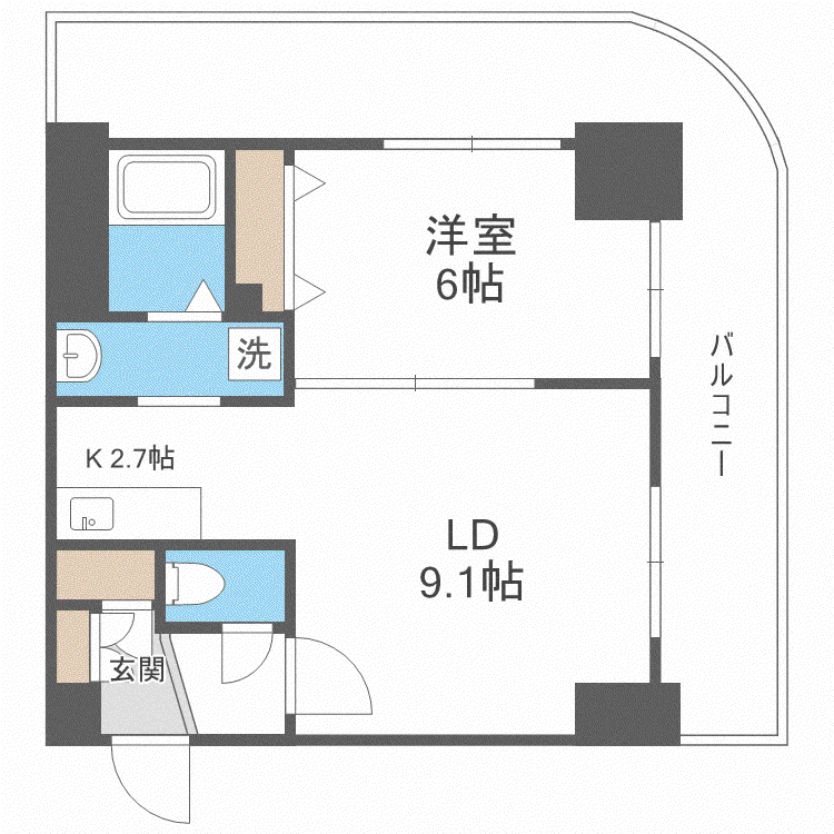 ティアラタワー中島倶楽部(1LDK/5階)の間取り写真