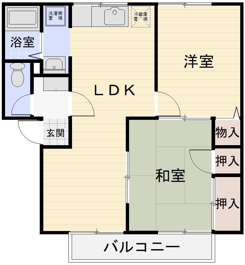グランシャリオ A(2LDK/2階)の間取り写真
