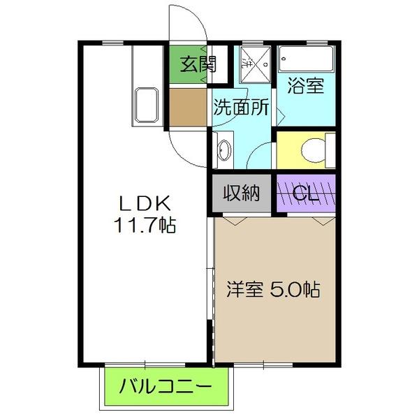 シャーメゾン・ヴィヴァーチェ(1LDK/2階)の間取り写真