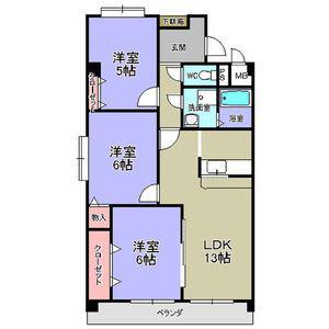 徳重セントラルビル(3LDK/6階)の間取り写真