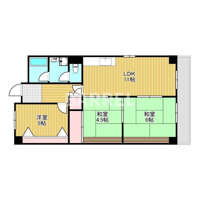 杉谷パークマンション(3LDK/10階)の間取り写真