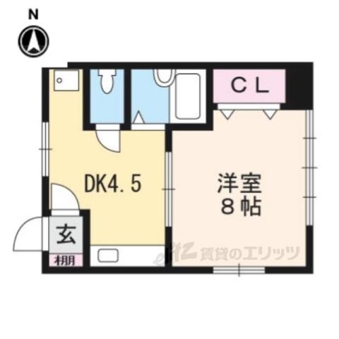 CARLVILLAⅡ(1K/1階)の間取り写真