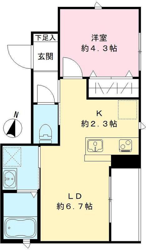 STELLA都立大学(1LDK/2階)の間取り写真