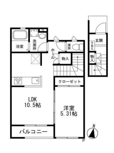 ラベルヴィ聖蹟AB(1LDK/1階)の間取り写真