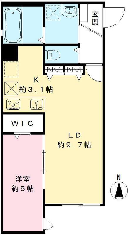 ユアメゾン魚崎(1LDK/1階)の間取り写真