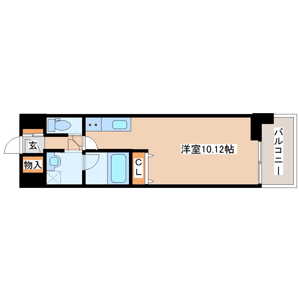 MTIマンション仙台卸町(ワンルーム/2階)の間取り写真