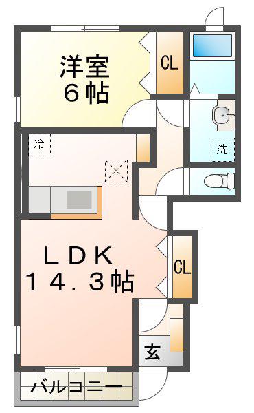 ラッフィナート・カーサ七番館(1LDK/1階)の間取り写真