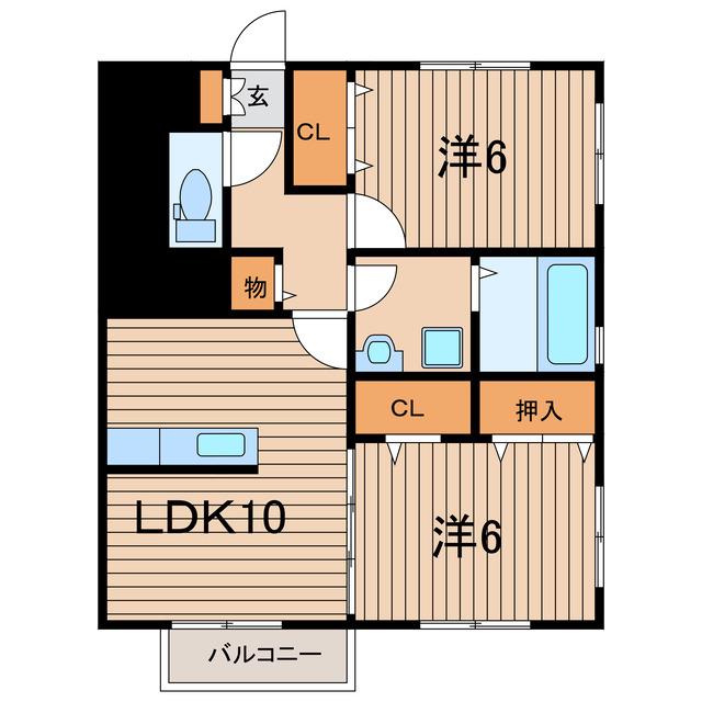 エトワール上町 A棟(2LDK/1階)の間取り写真