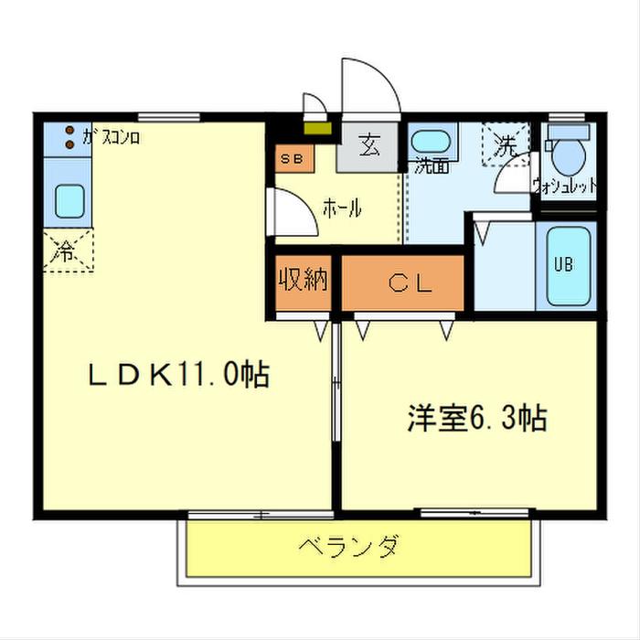 ソレジオ1号館(1LDK/1階)の間取り写真