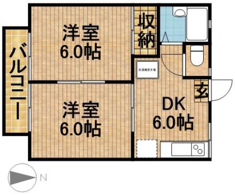 コーポサンエースA(2DK/1階)の間取り写真