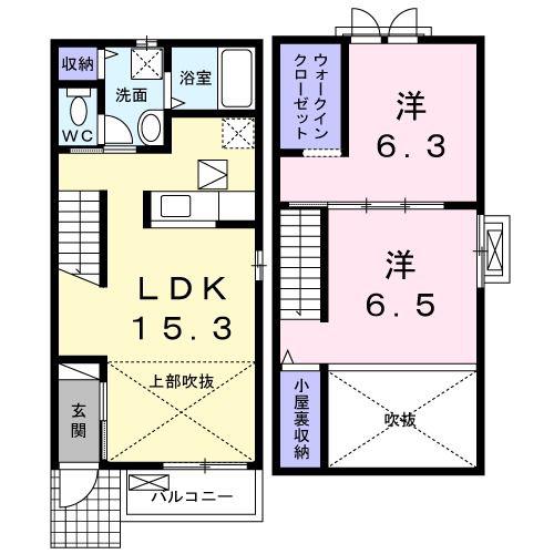 シャルム画図I番館 E(2LDK/1階)の間取り写真